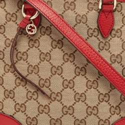 مملوكة مسبقًا Gucci Beige/Red GG Canvas and Leather Small Bree Tote