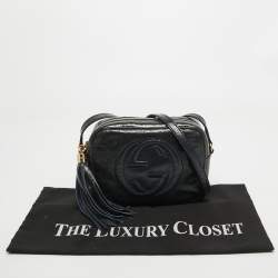 Pre Owned Gucci Dark Blue Patent Leather Small Soho Disco Crossbody Bag