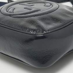 Pre Owned Gucci Dark Blue Patent Leather Small Soho Disco Crossbody Bag