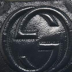 Pre Owned Gucci Dark Blue Patent Leather Small Soho Disco Crossbody Bag