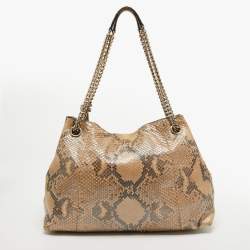 Pre Owned Gucci Beige Python Medium Chain Soho Shoulder Bag