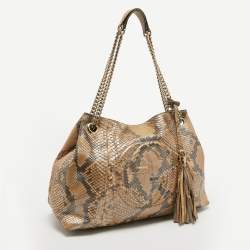 Pre Owned Gucci Beige Python Medium Chain Soho Shoulder Bag
