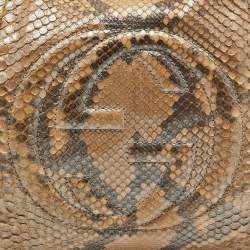 Pre Owned Gucci Beige Python Medium Chain Soho Shoulder Bag