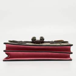 Pre Owned Gucci Beige GG Supreme Canvas and Suede Medium Dionysus Crystal Embellished Shoulder Bag