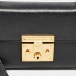 Pre Owned Gucci Black Leather Small Padlock Shoulder Bag