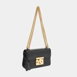 Pre Owned Gucci Black Leather Small Padlock Shoulder Bag