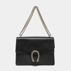 Pre Owned Gucci Black Leather Medium Dionysus Shoulder Bag
