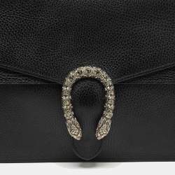 Pre Owned Gucci Black Leather Medium Dionysus Shoulder Bag