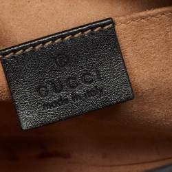 Pre Owned Gucci Black Matelassé Leather Small GG Marmont Shoulder Bag