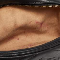 Pre Owned Gucci Black Matelassé Leather Small GG Marmont Shoulder Bag