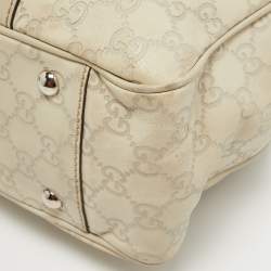 Pre Owned Gucci Beige Guccisima Leather Medium GG Twins Tote