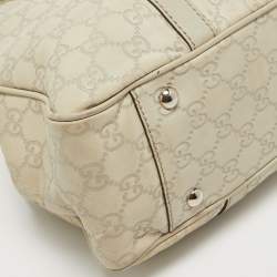 Pre Owned Gucci Beige Guccisima Leather Medium GG Twins Tote