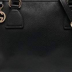 Pre Owned Gucci Black Leather GG Charm Tote