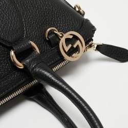 Pre Owned Gucci Black Leather GG Charm Tote