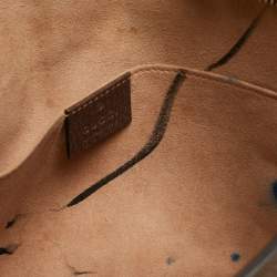 Pre Owned Gucci Brown/Beige GG Supreme and Leather Ophidia Pouch