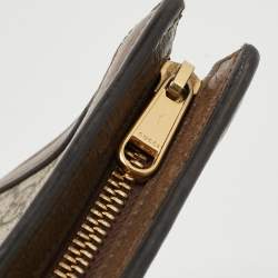 Pre Owned Gucci Brown/Beige GG Supreme and Leather Ophidia Pouch