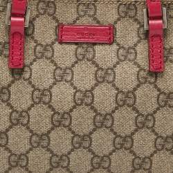 Pre Owned Gucci Beige/Pink GG Supreme Canvas and Leather Pochette Bag