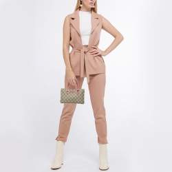 Pre Owned Gucci Beige/Pink GG Supreme Canvas and Leather Pochette Bag