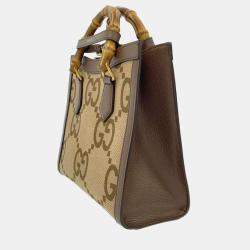 Gucci Beige Jumbo GG Canvas Small Diana Tote Bag