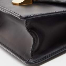 Pre Owned Gucci Black Leather Mini Sylvie Top Handle Bag