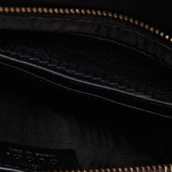 Pre Owned Gucci Black/Gold Suede Bamboo Wristlet Clutch