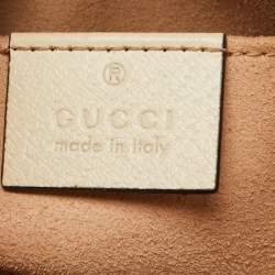 Pre Owned Gucci Off White/Beige Floral GG Supreme Canvas Small Ophidia Shoulder Bag