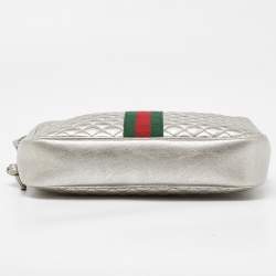 Pre Owned Gucci Silver Quilted Leather Small Trapuntata Shoulder Bag