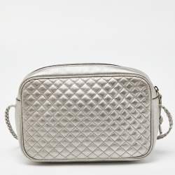 Pre Owned Gucci Silver Quilted Leather Small Trapuntata Shoulder Bag