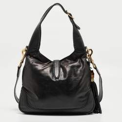 Pre Owned Gucci Black Leather Medium New Jackie Hobo