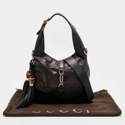 Pre Owned Gucci Black Leather Medium New Jackie Hobo