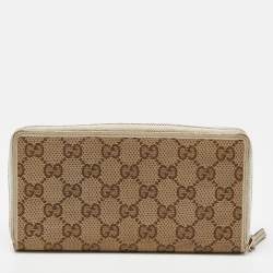Gucci Beige/Cream GG Canvas and Leather Princy Zip Around Wallet