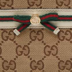 Gucci Beige/Cream GG Canvas and Leather Princy Zip Around Wallet