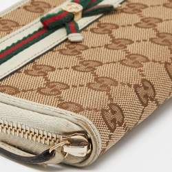 Gucci Beige/Cream GG Canvas and Leather Princy Zip Around Wallet