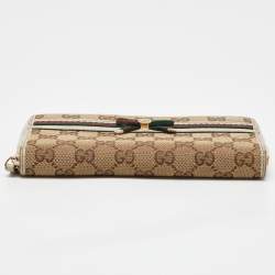 Gucci Beige/Cream GG Canvas and Leather Princy Zip Around Wallet