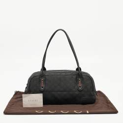 Pre Owned Gucci Black GG Nylon and Leather Princy Boston Bag