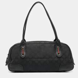 Pre Owned Gucci Black GG Nylon and Leather Princy Boston Bag