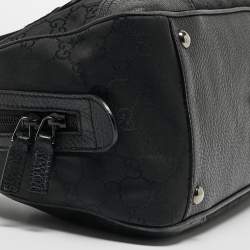 Pre Owned Gucci Black GG Nylon and Leather Princy Boston Bag
