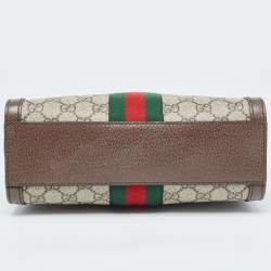 Pre Owned Gucci Beige/Brown GG Supreme Canvas and Leather Small Ophidia Tote
