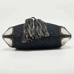 مملوكة مسبقًا Gucci Black GG Canvas and Leather Medium Babouska Indy Hobo