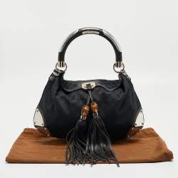 مملوكة مسبقًا Gucci Black GG Canvas and Leather Medium Babouska Indy Hobo