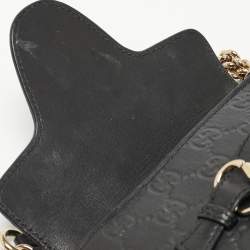 Gucci Black Guccissima Leather Small Emily Chain Shoulder Bag