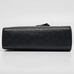 Gucci Black Guccissima Leather Small Emily Chain Shoulder Bag