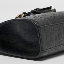 Gucci Black Guccissima Leather Small Emily Chain Shoulder Bag