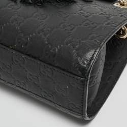 Gucci Black Guccissima Leather Small Emily Chain Shoulder Bag