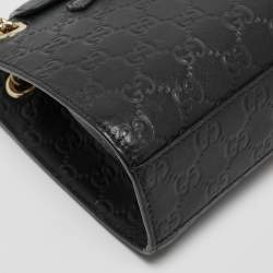Gucci Black Guccissima Leather Small Emily Chain Shoulder Bag