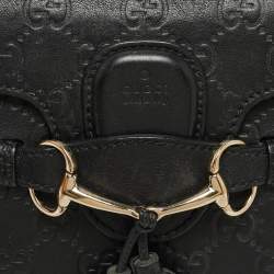 Gucci Black Guccissima Leather Small Emily Chain Shoulder Bag