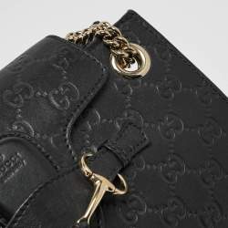 Gucci Black Guccissima Leather Small Emily Chain Shoulder Bag