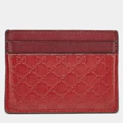 Gucci Red/Burgundy Microguccissima Leather Card Holder