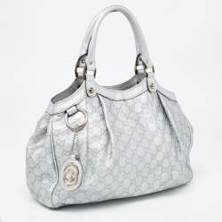 Gucci Silver Guccissima Leather Medium Sukey Tote