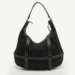 Pre Owned Gucci Black GG Canvas and Leather Royal Hobo